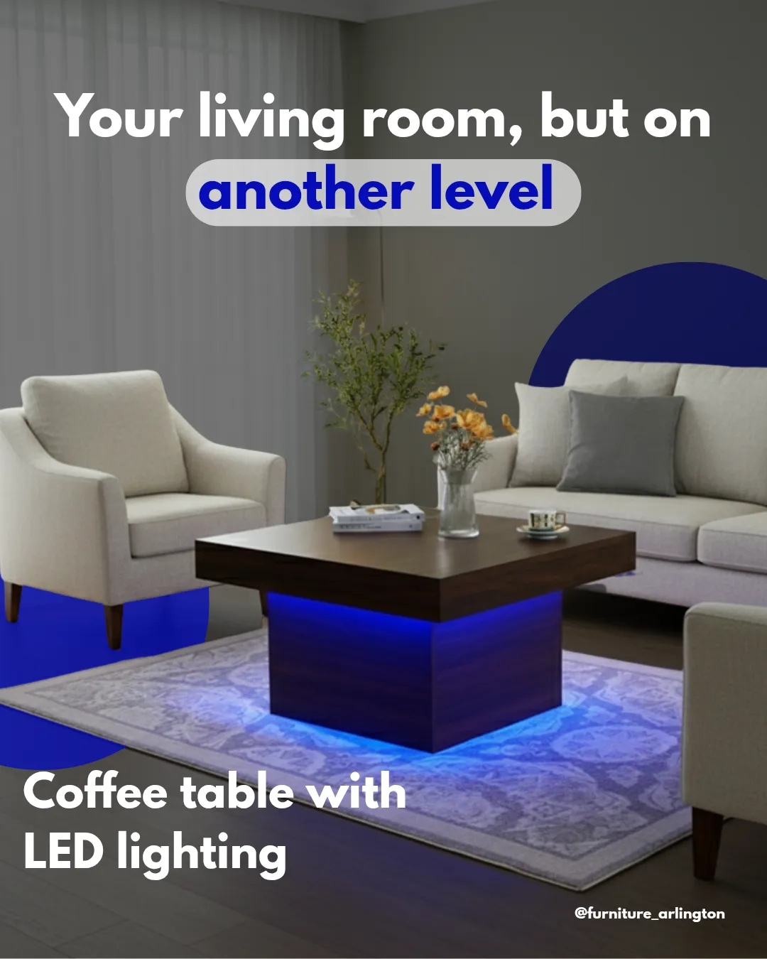 Coffee table with LED lighting