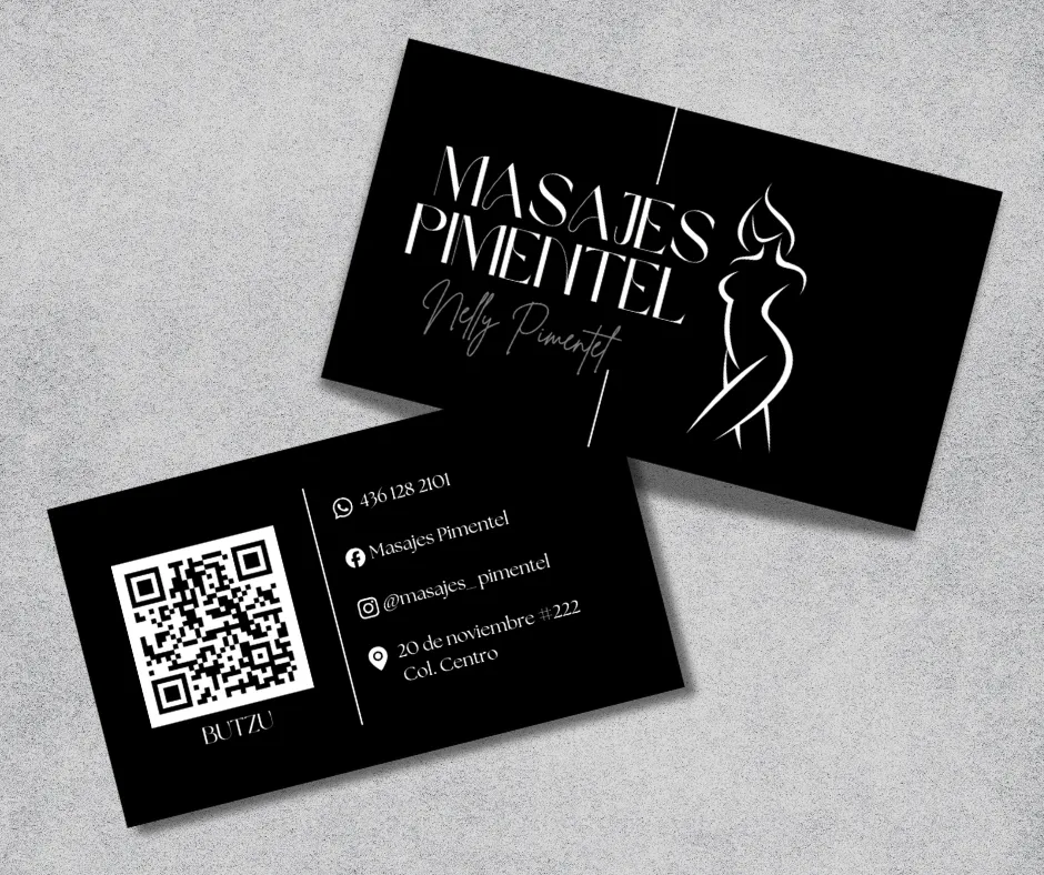 Tarjetas de presentación Masajes Pimentel
